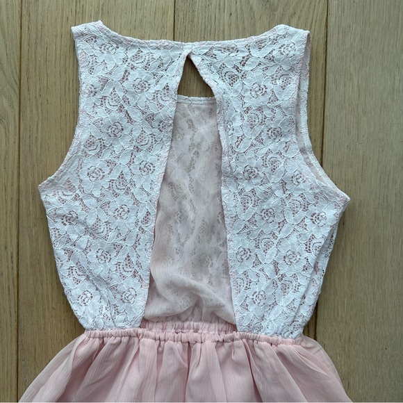 One & Only Floral Lace A-Line Pink & White Mini Dress w/Open Back - Picture 5 of 9